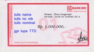 Cara Mengisi Slip Menabung Bank BRI